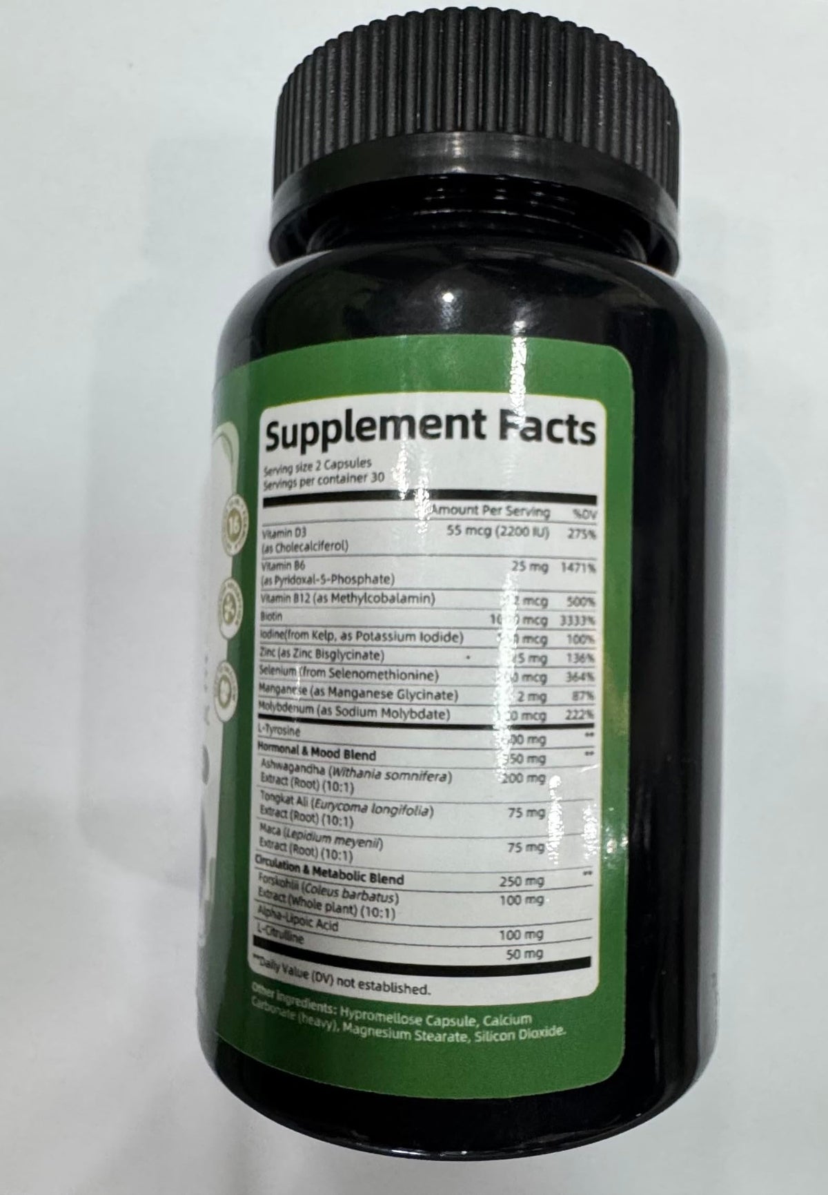 Selenium with Iodine, Zinc L-Tyrosine 500mg, Ashwagandha, 16-in-1 Multivitamin Formula, 90 Capsules H56154