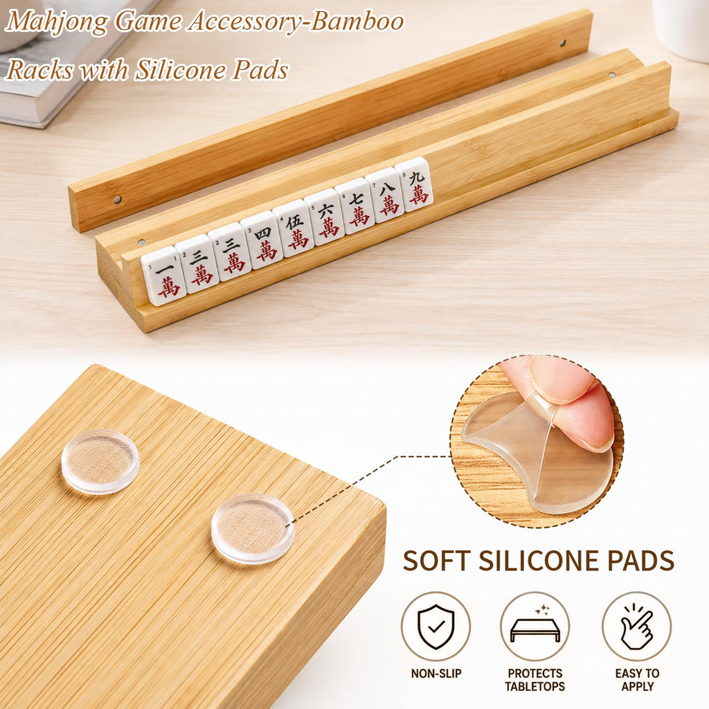 Bamboo Mahjong Racks with Pushers, Set of 4 F81285