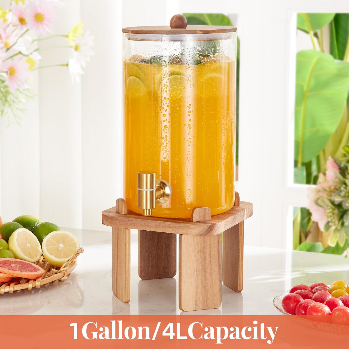 Glass Drink Dispenser with Stand F4042