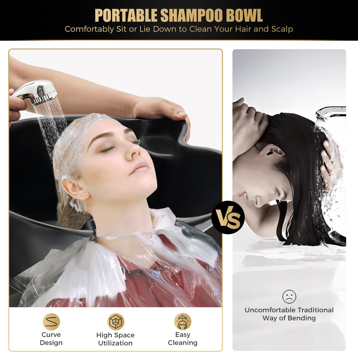 Electric Portable Height Adjustable Shampoo Bowl with Dual 10L Buckets M942862