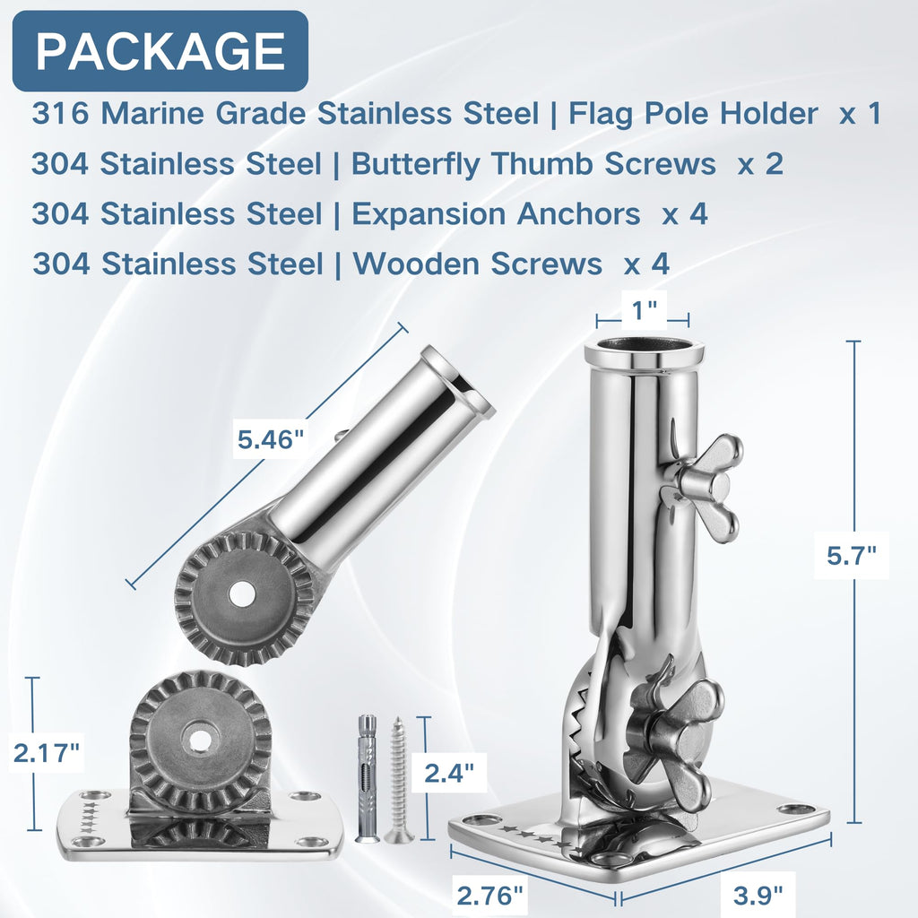 316 Stainless Steel Adjustable Flag Pole Holder G287