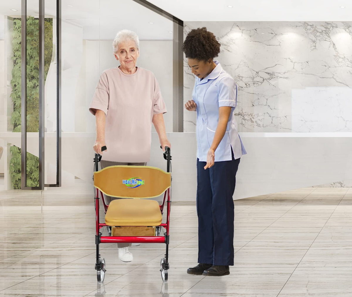 Heavy Duty 4 Wheel Rollator Walker with Seat K14396