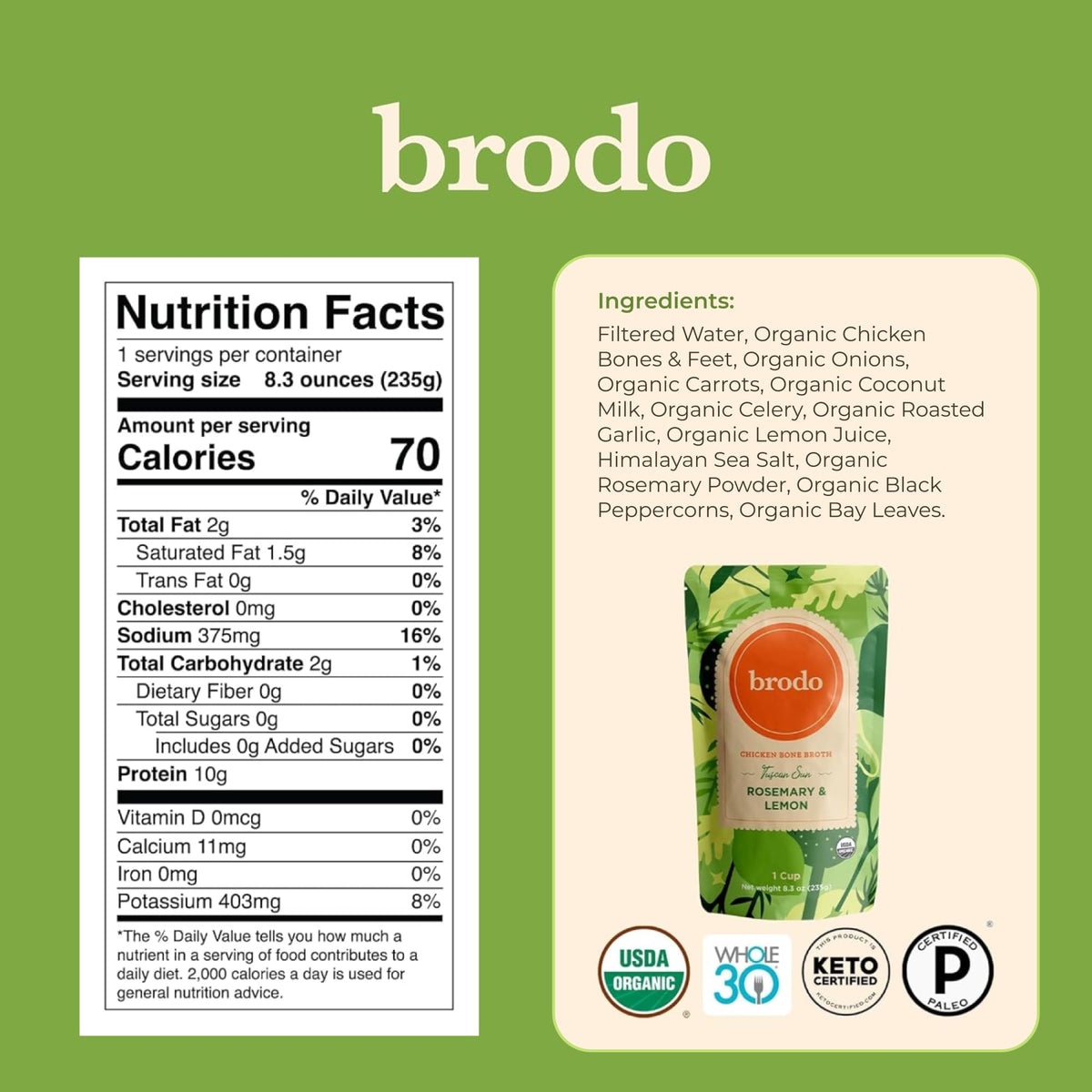 Organic Chicken & Beef Bone Broth 6x 8.3 oz Q76025
