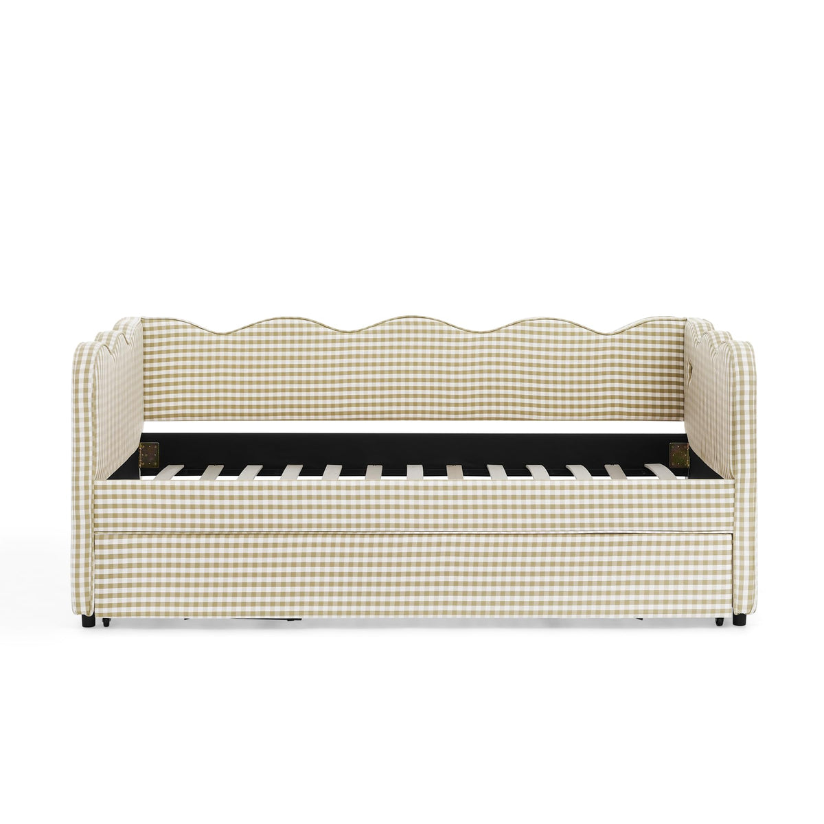 Twin Size Gingham Daybed with Trundle and USB Ports J85719