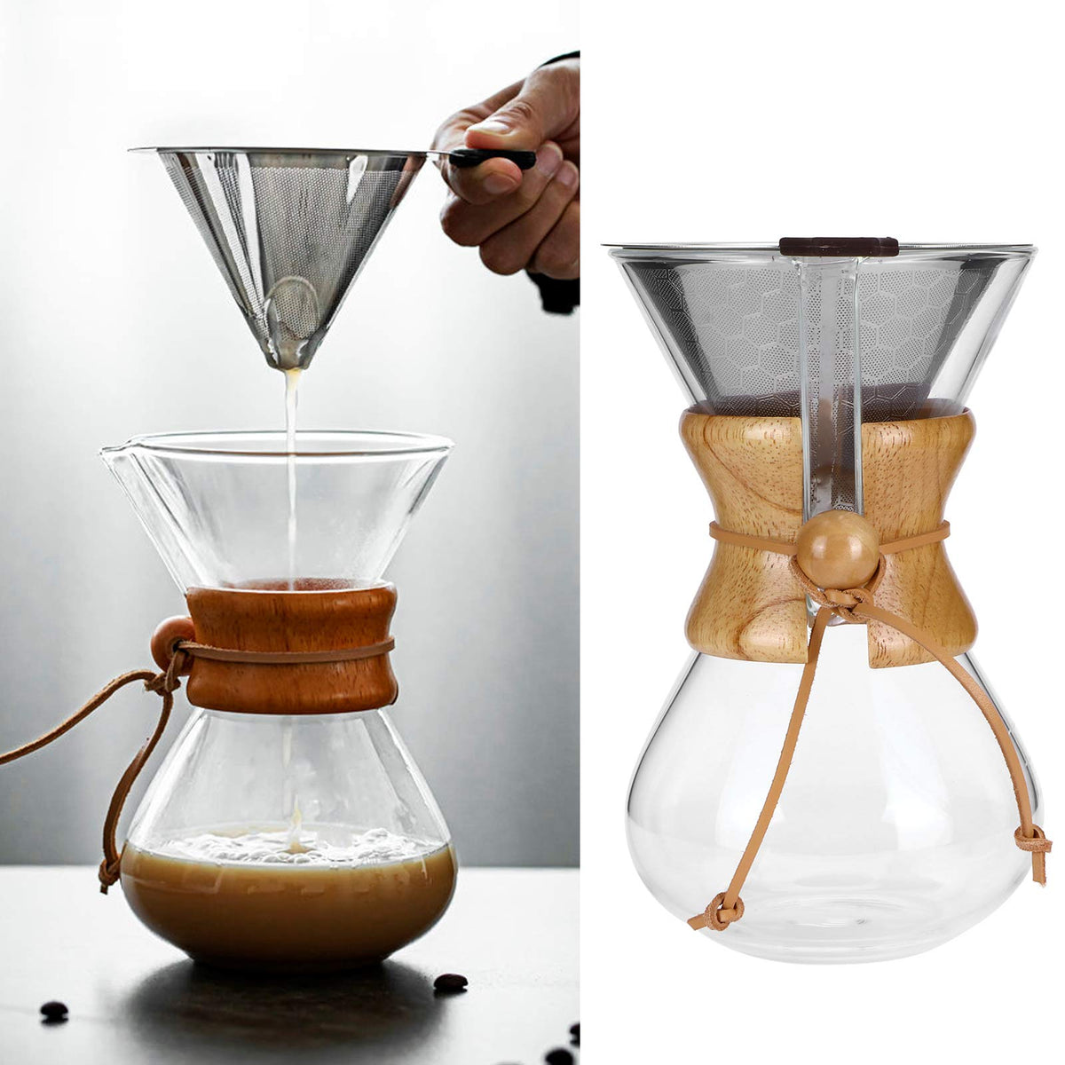High Temp Glass Coffee Drip Pot with Reusable Filter 600ml S44858