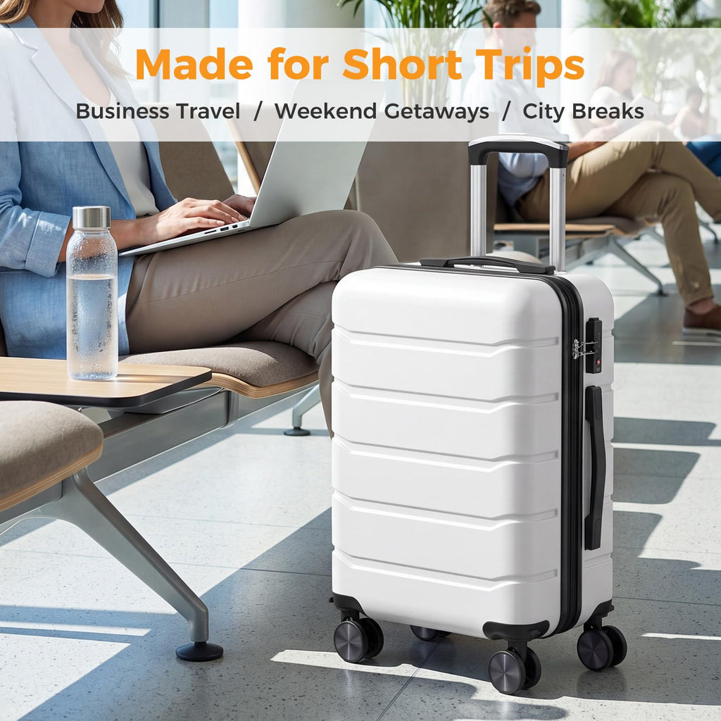 20 Inch White Hard Shell Carry on Luggage L409281