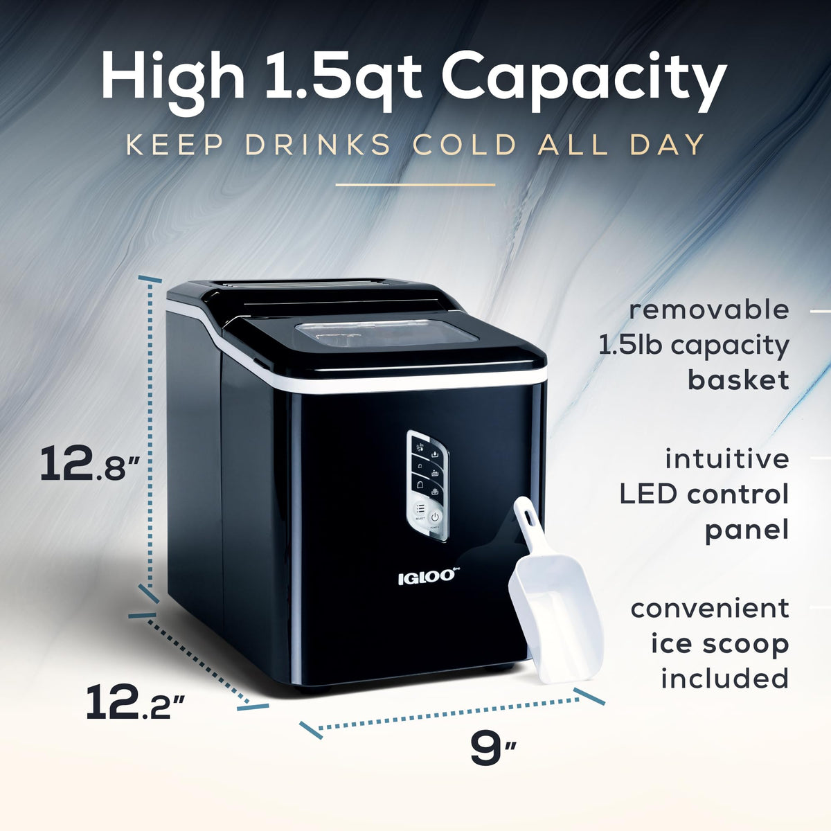Portable Ice Maker with Scoop and LED Control Panel R729682