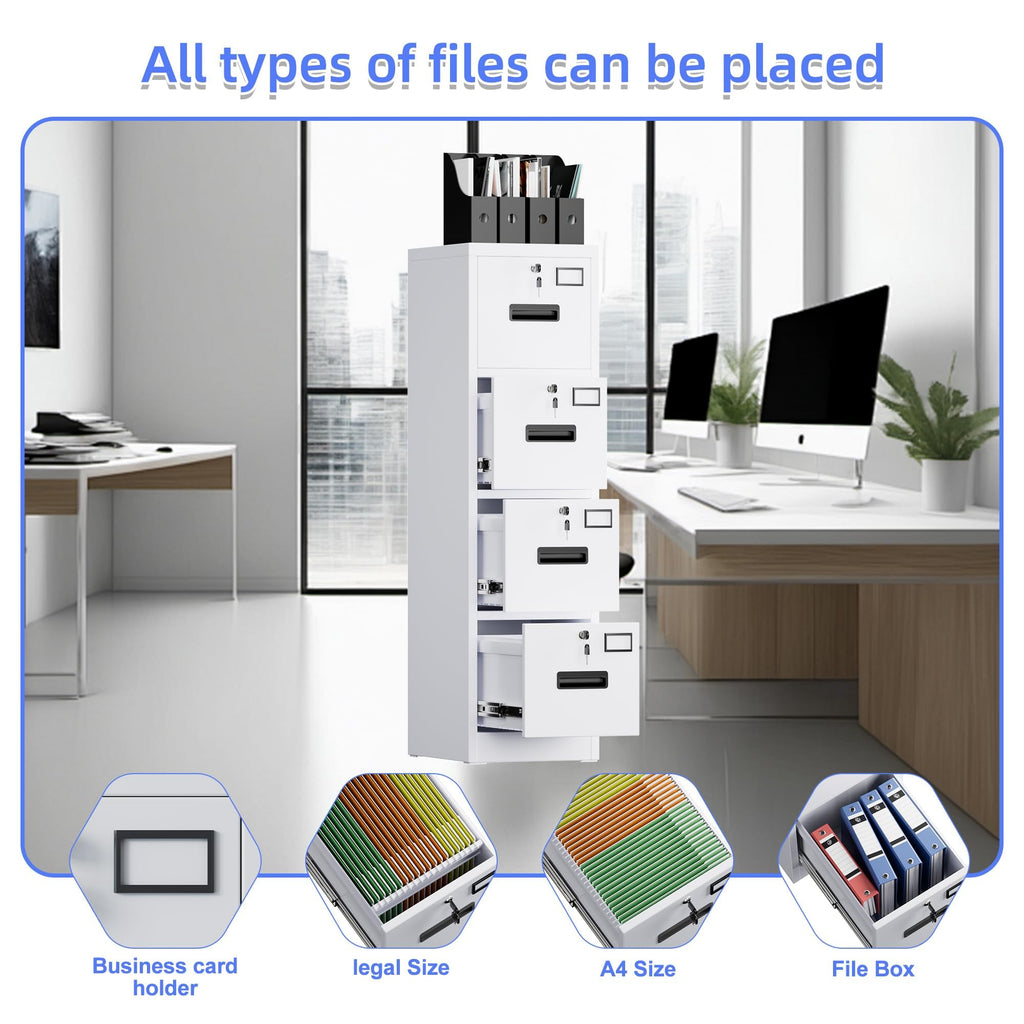 4 Drawer White Metal File Cabinet C496967