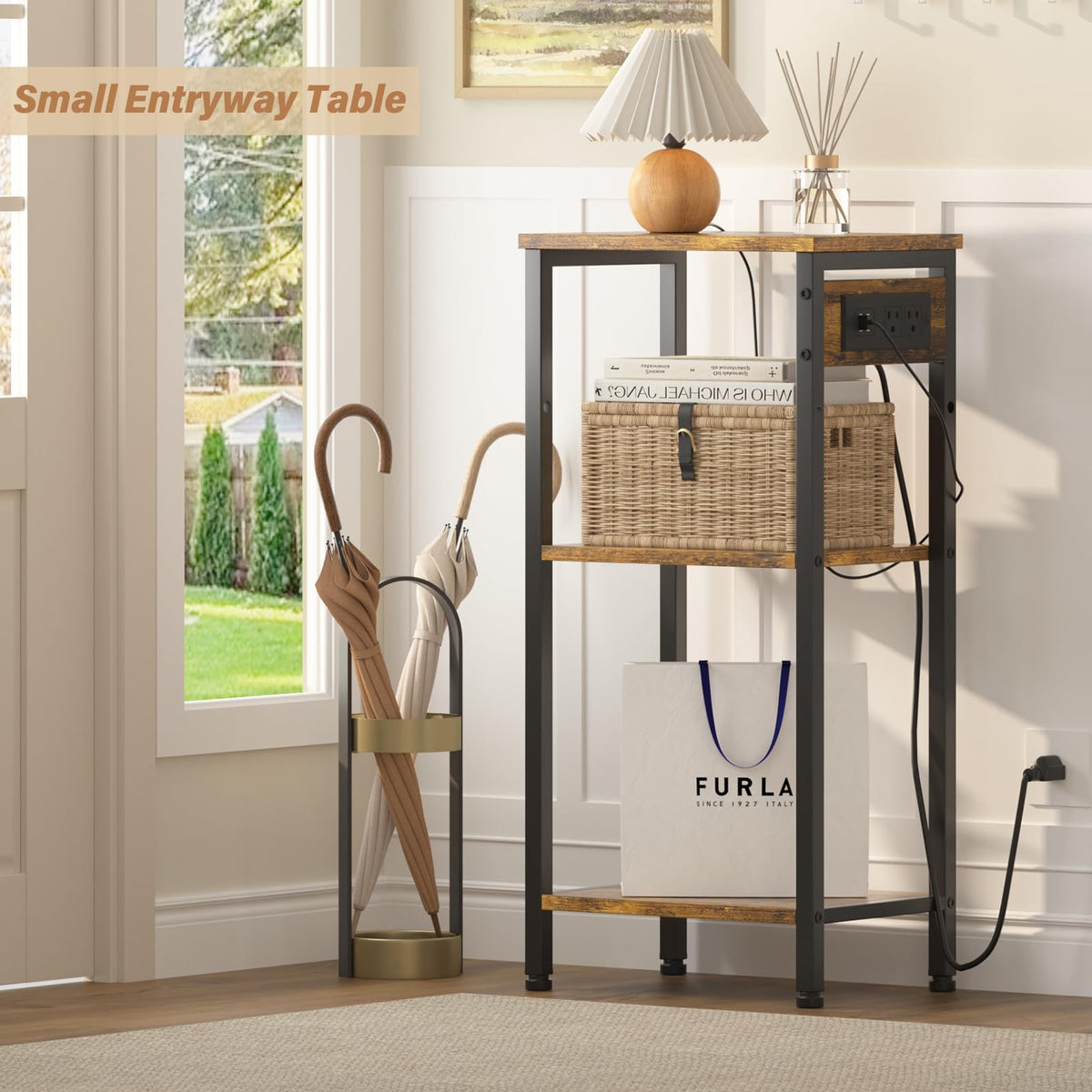 Tall End Table with Charging Station Y5598