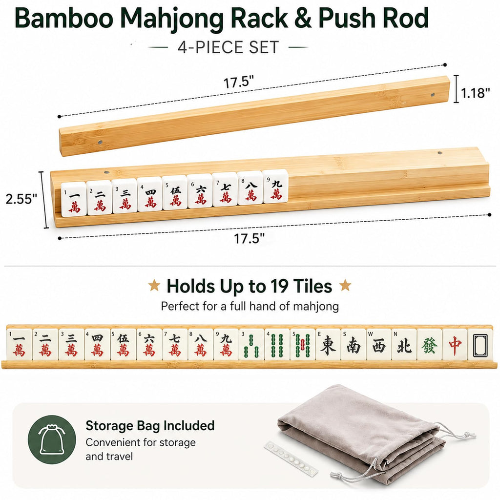 Bamboo Mahjong Racks with Pushers, Set of 4 F81285