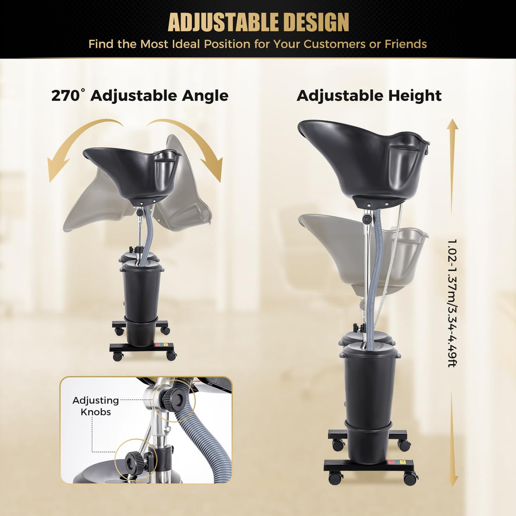Electric Portable Height Adjustable Shampoo Bowl with Dual 10L Buckets M942862