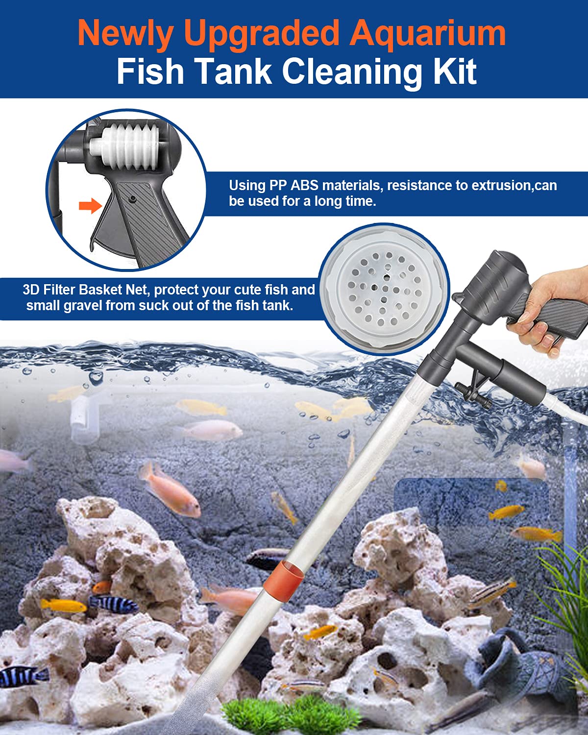 Aquarium Gravel Cleaner Vacuum Fish Tank Cleaner Kit N35322