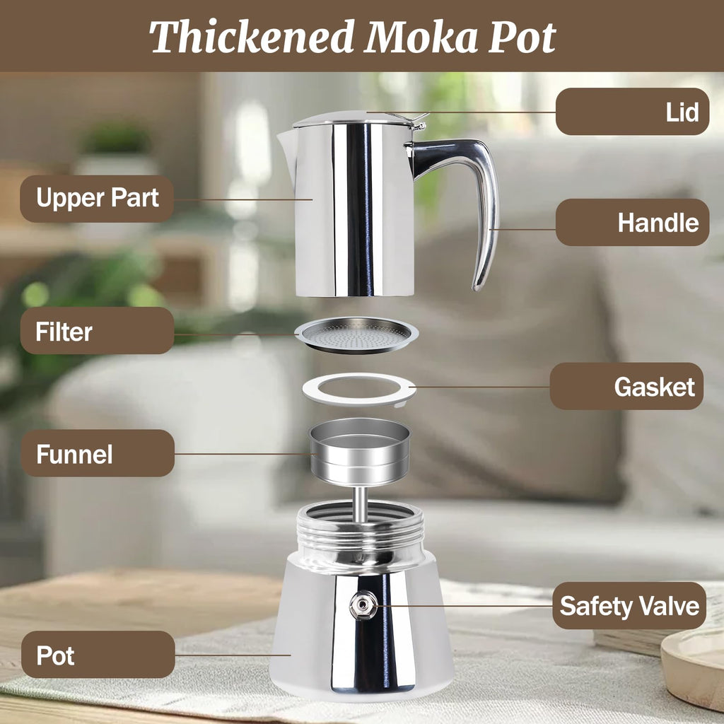 12 Cup 304 Stainless Steel Moka Pot B638