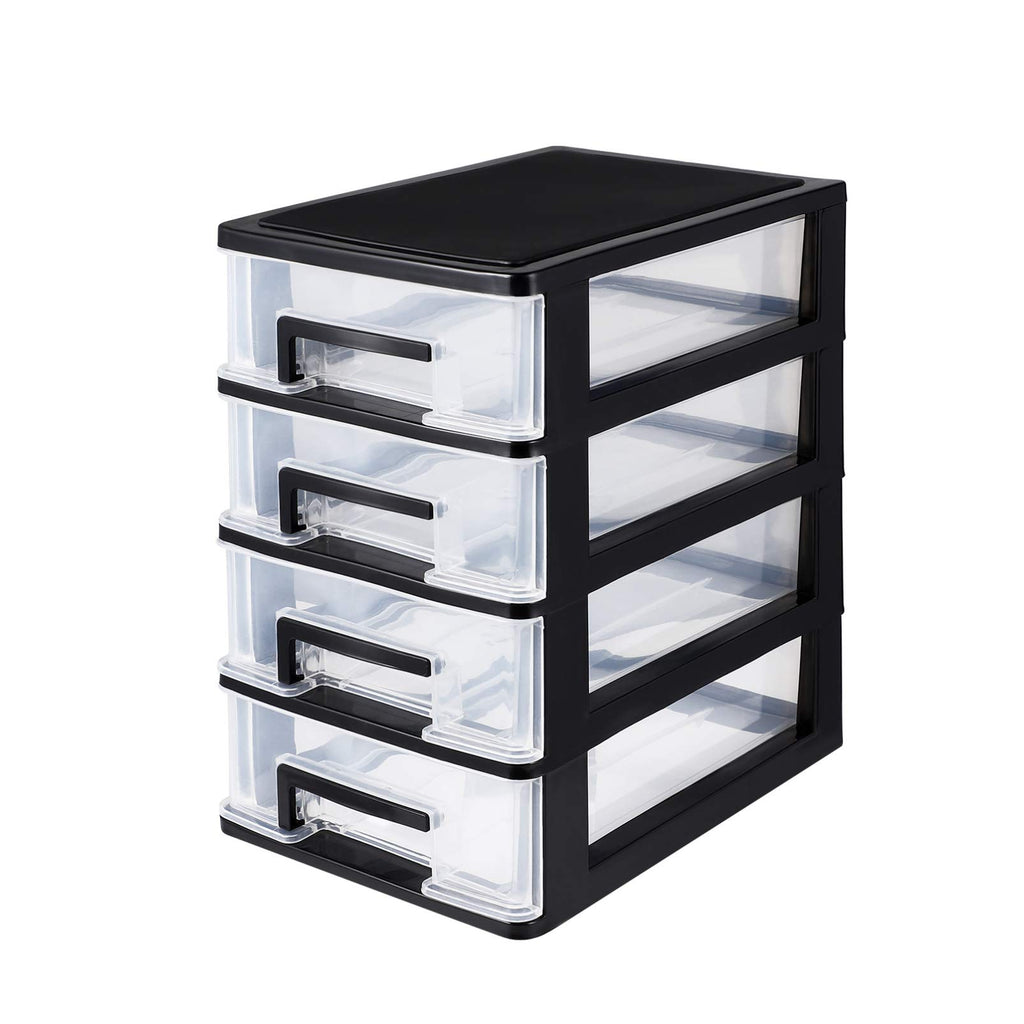 Black Transparent 4-Layer Plastic Drawer Storage Cabinet V61604