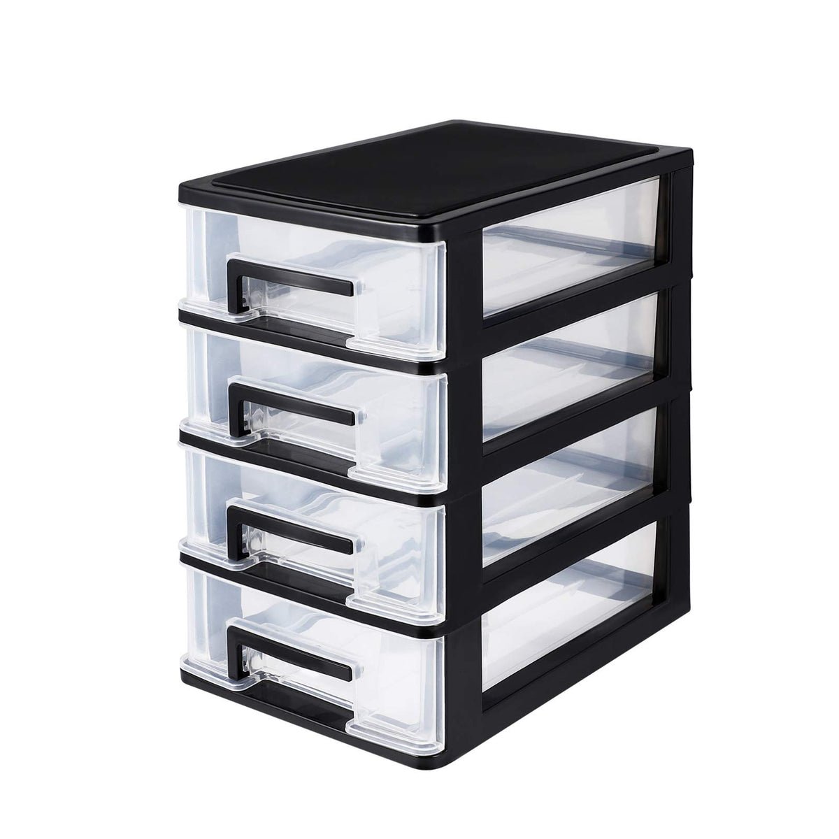 Black Transparent 4-Layer Plastic Drawer Storage Cabinet V61604