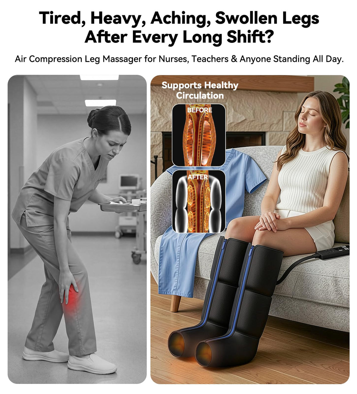 Leg Compression Massager with 3-Zone Heat V3675