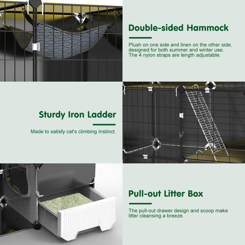 3-Tier Cat Cage with Litter Box H203411