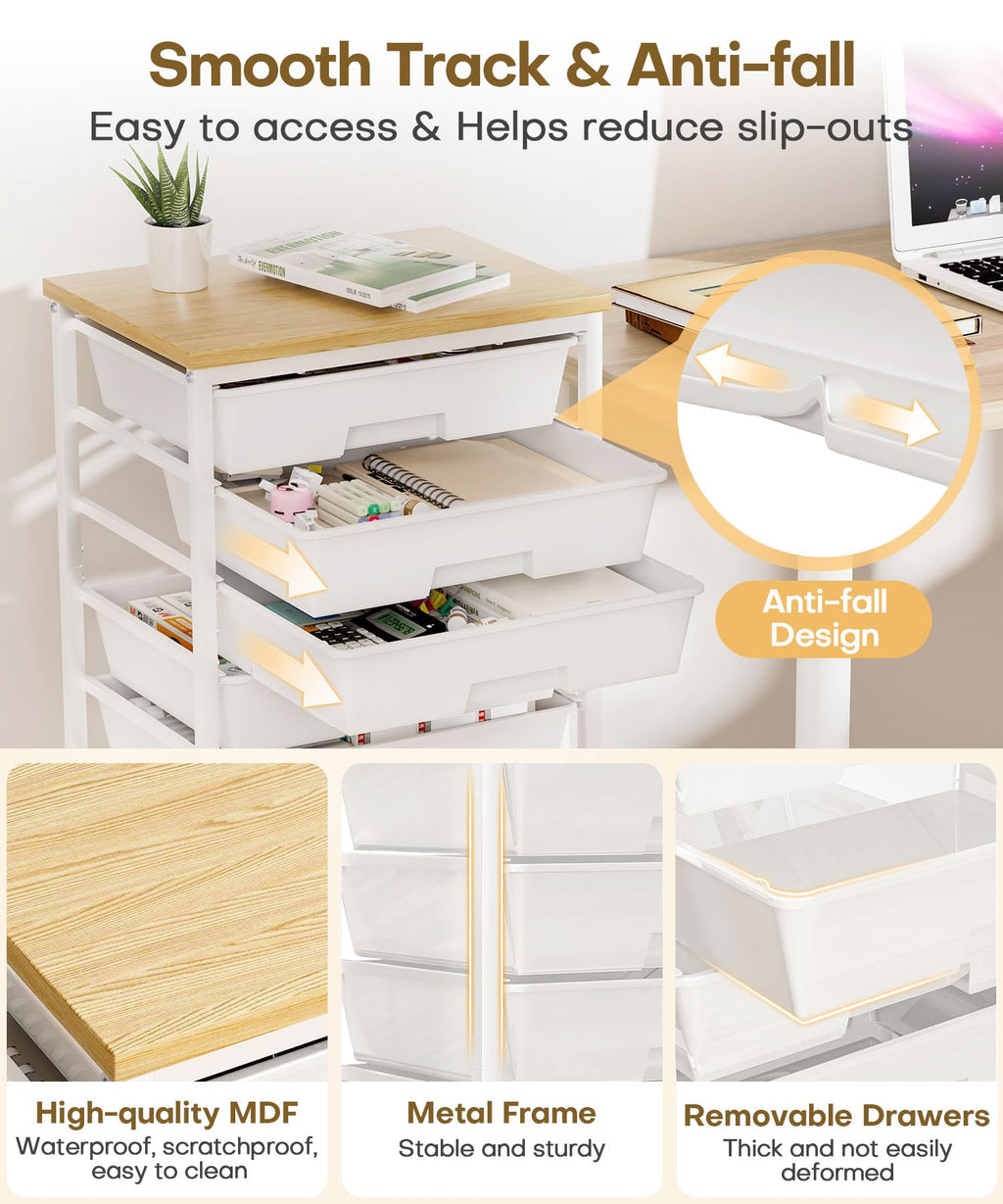 Rolling Storage Drawer Cart 8 Drawer Lockable Wheels S345