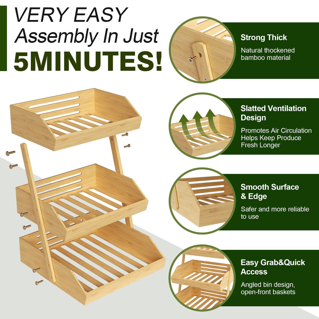 3 Tier Bamboo Fruit Basket S270729