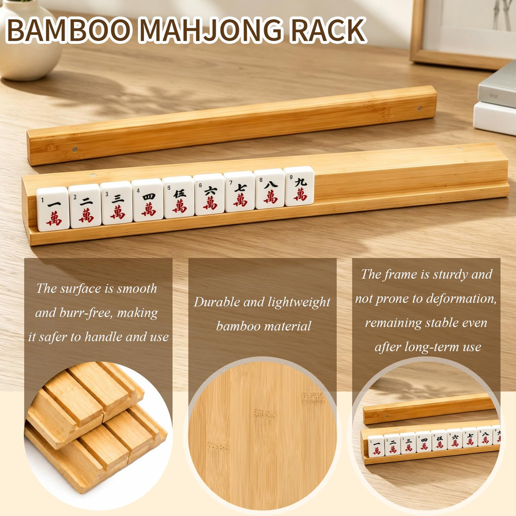Bamboo Mahjong Racks with Pushers, Set of 4 F81285