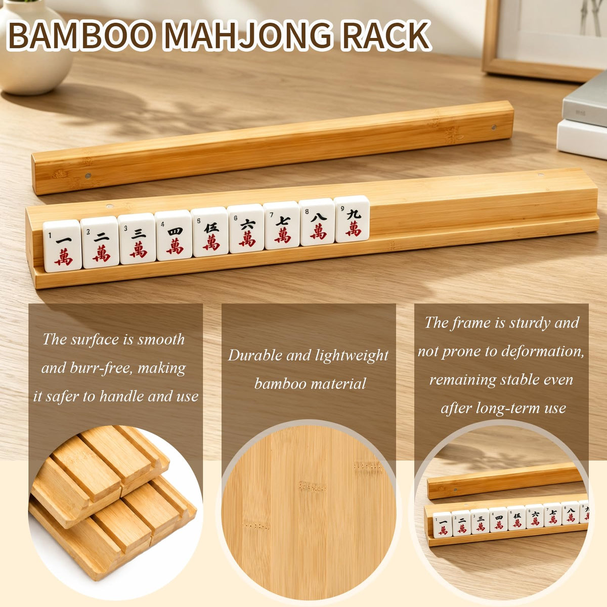 Bamboo Mahjong Racks with Pushers, Set of 4 F81285