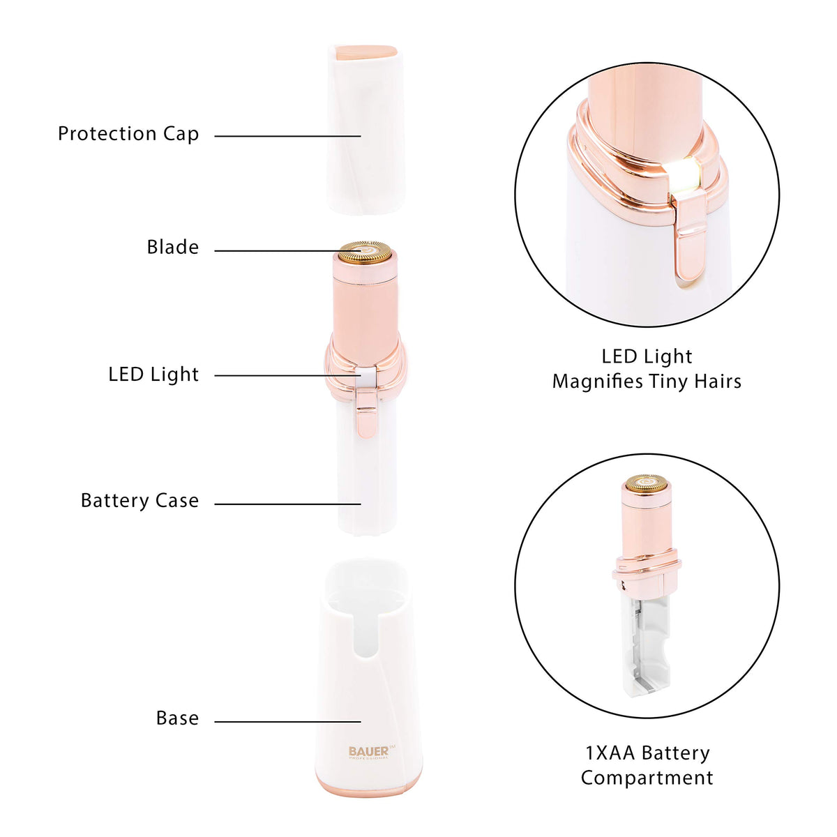Women's Portable Face Shaver with LED Light E498444