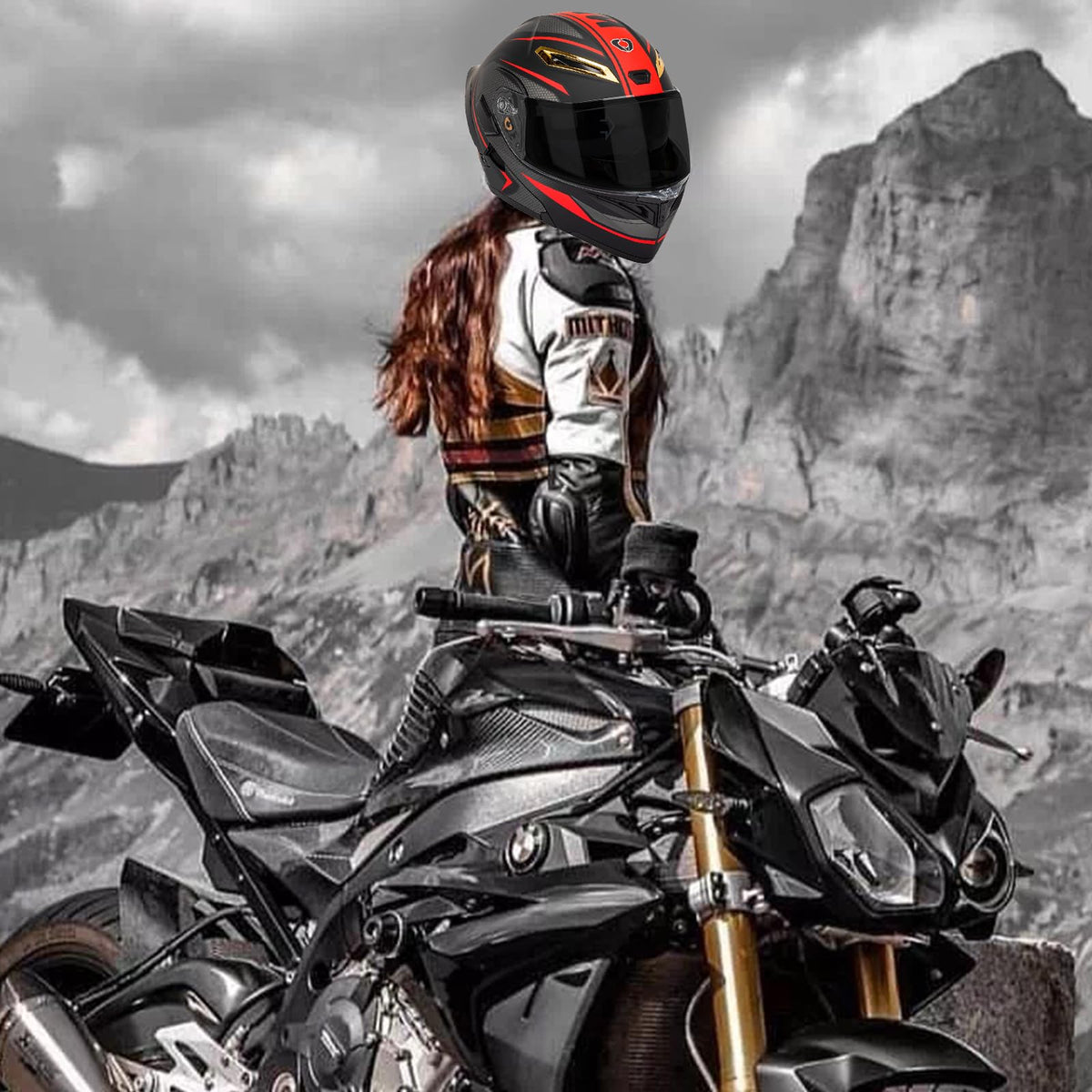 DOT Certified Flip Up Full Face Modular Motorcycle Helmet J7782