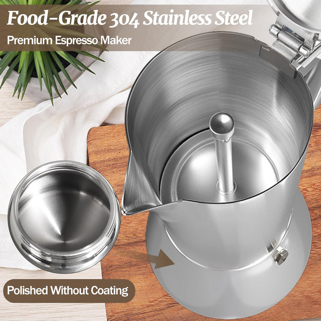 12 Cup 304 Stainless Steel Moka Pot B638