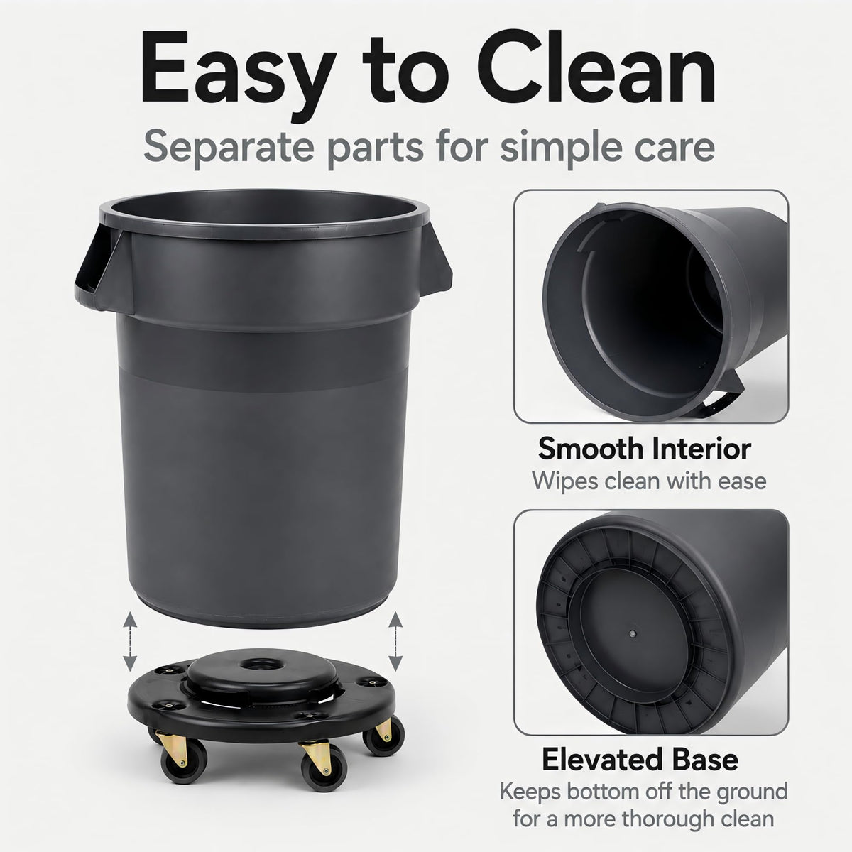 32 Gallon Trash Can with Wheels and Lid, 2 Pack B6665