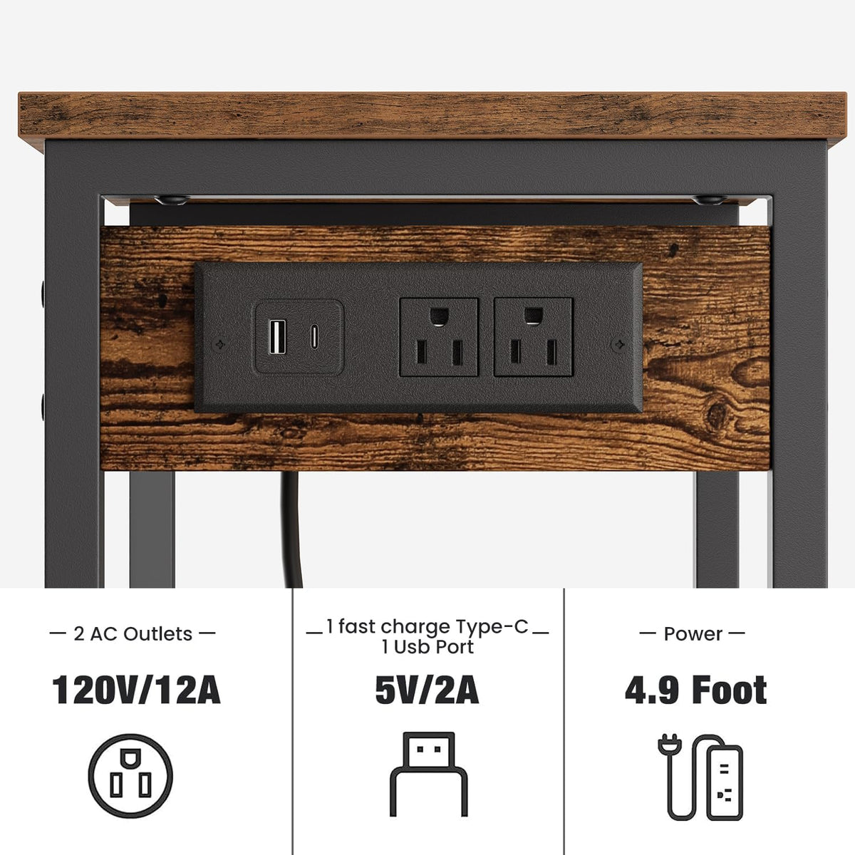 Tall End Table with Charging Station Y5598