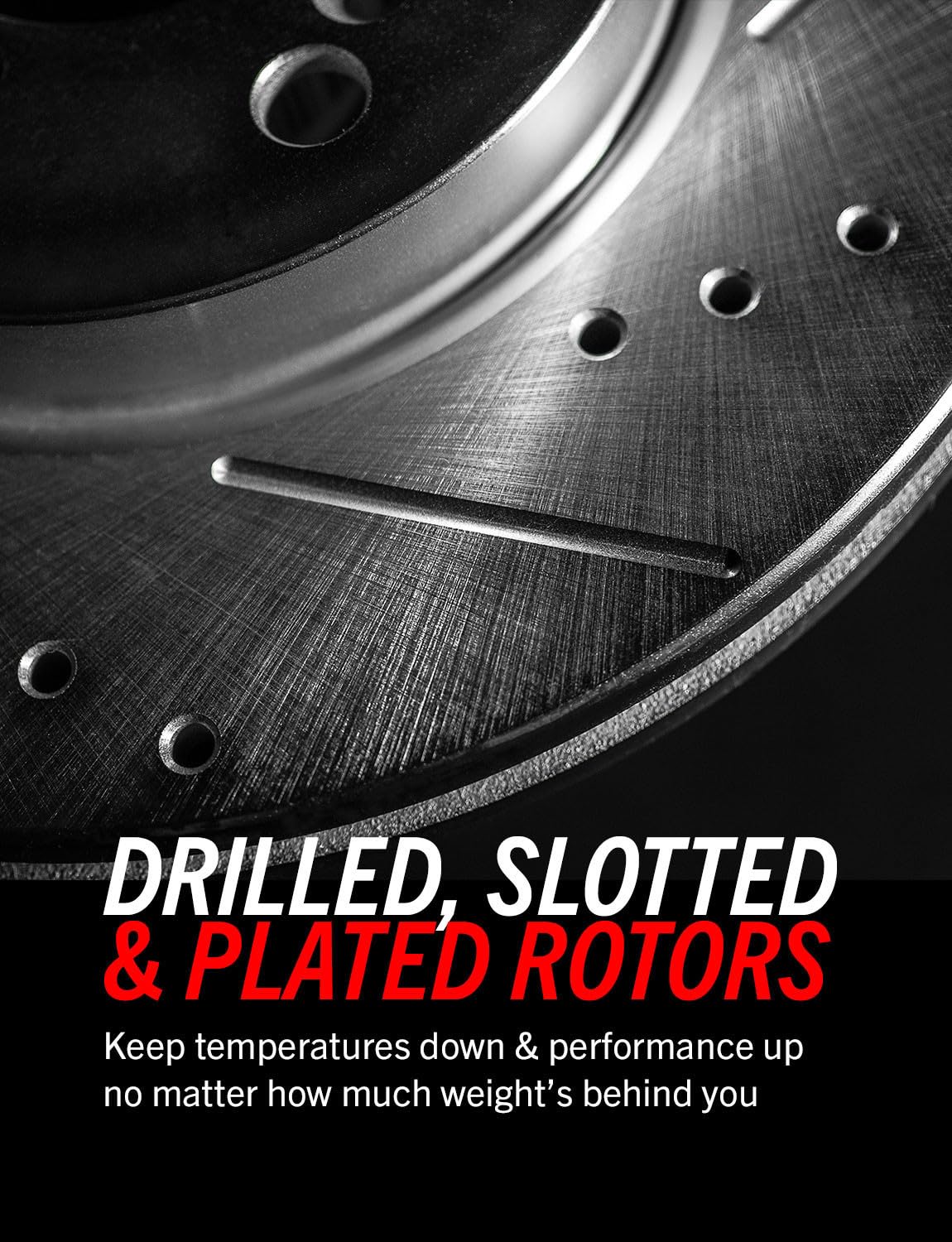 Front and Rear Drilled Slotted Brake Rotors and Carbon Fiber Ceramic Pads M9779