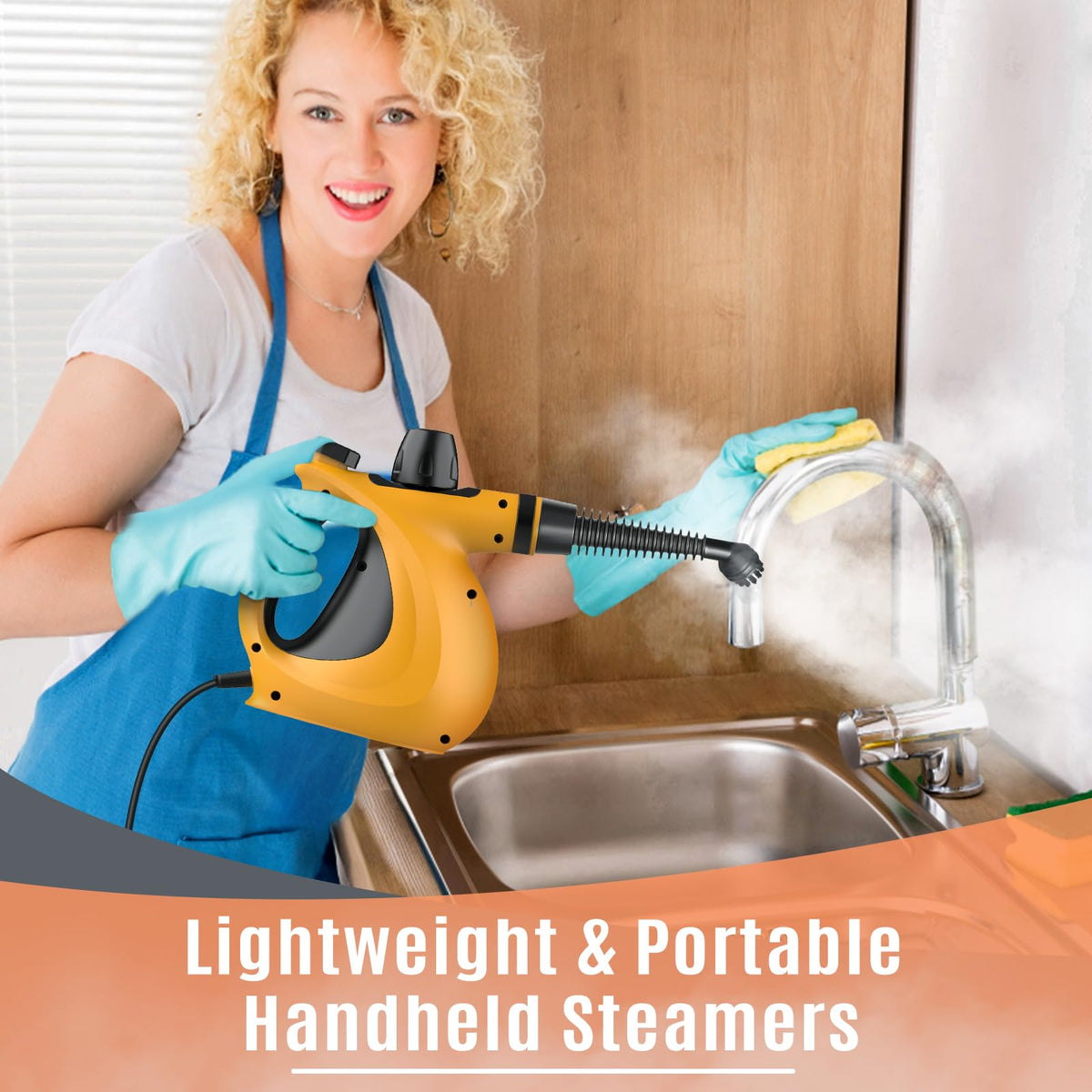 Pressurized Handheld Multi-Surface Natural Steam Cleaner with 12 pcs Accessories F449