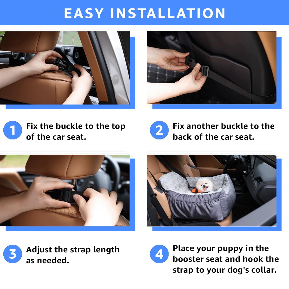 Washable Dog Car Seat with Storage Pockets Q88584