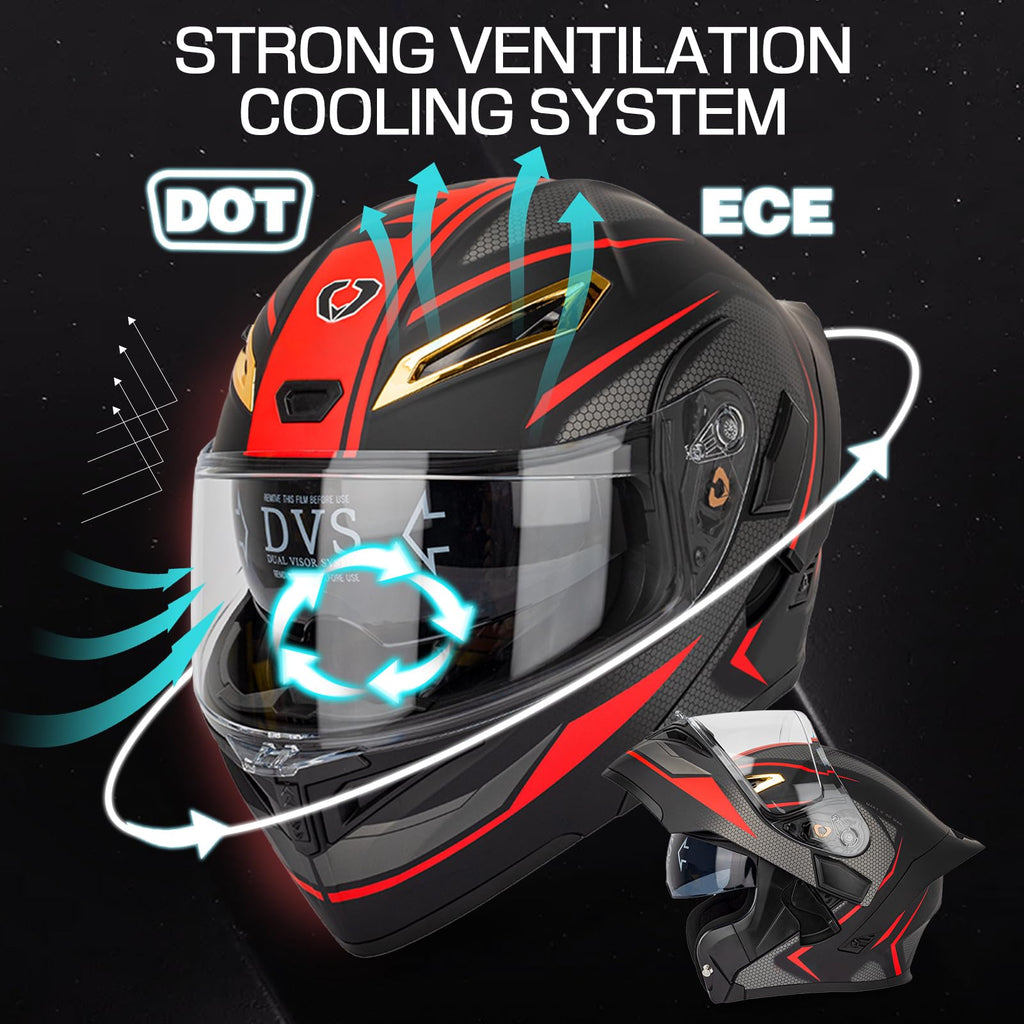 DOT Certified Flip Up Full Face Modular Motorcycle Helmet J7782