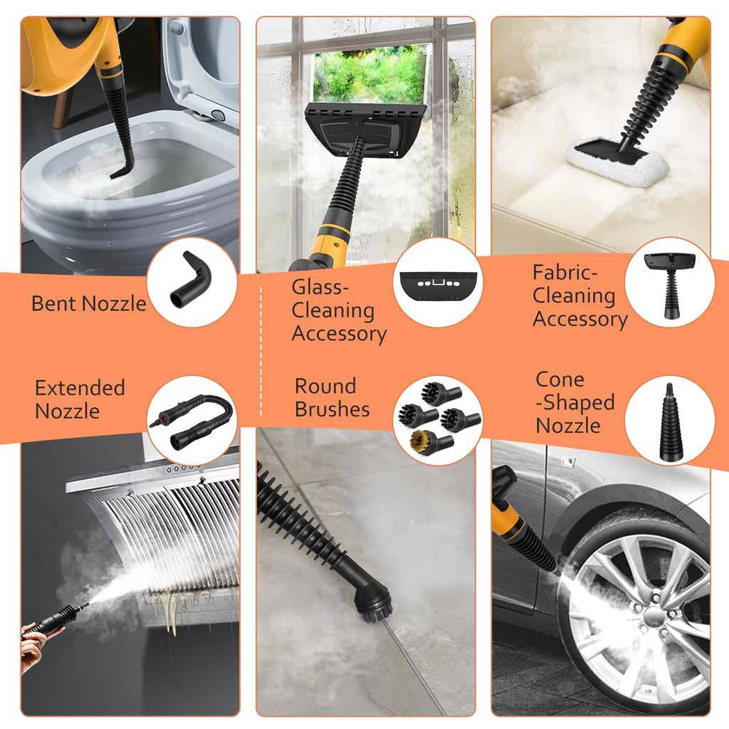 Pressurized Handheld Multi-Surface Natural Steam Cleaner with 12 pcs Accessories F449