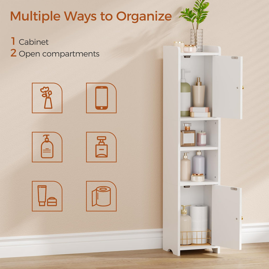 Slim Bathroom Storage Cabinet with 2 Doors and Adjustable Shelf Z989056