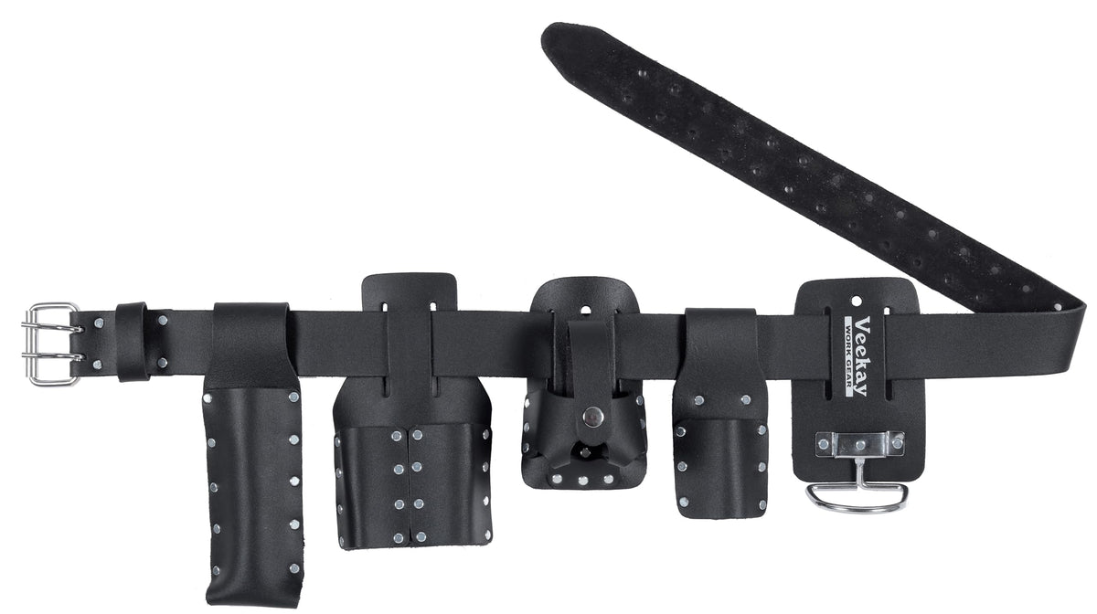 Black Leather 5-Piece Tool Belt Set I613759