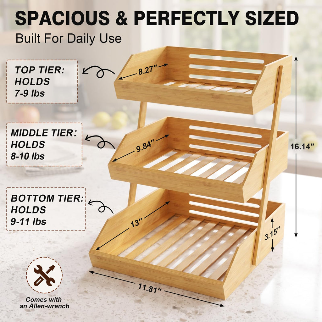 3 Tier Bamboo Fruit Basket S270729