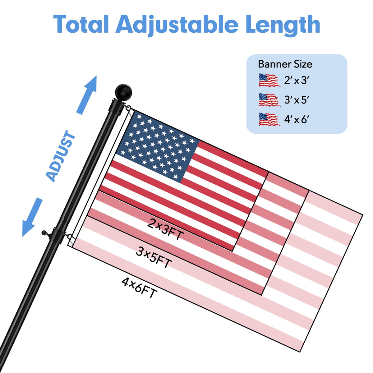 5ft Heavy Duty Black Flag Pole Kit with Holder P914
