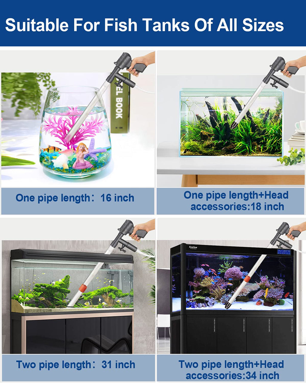Aquarium Gravel Cleaner Vacuum Fish Tank Cleaner Kit N35322