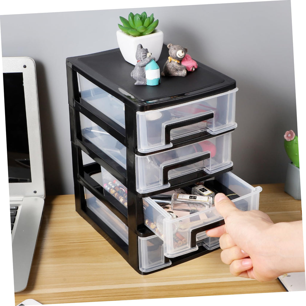 Black Transparent 4-Layer Plastic Drawer Storage Cabinet V61604