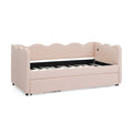 Pink Twin Size Upholstery Daybed with Trundle and USB D314