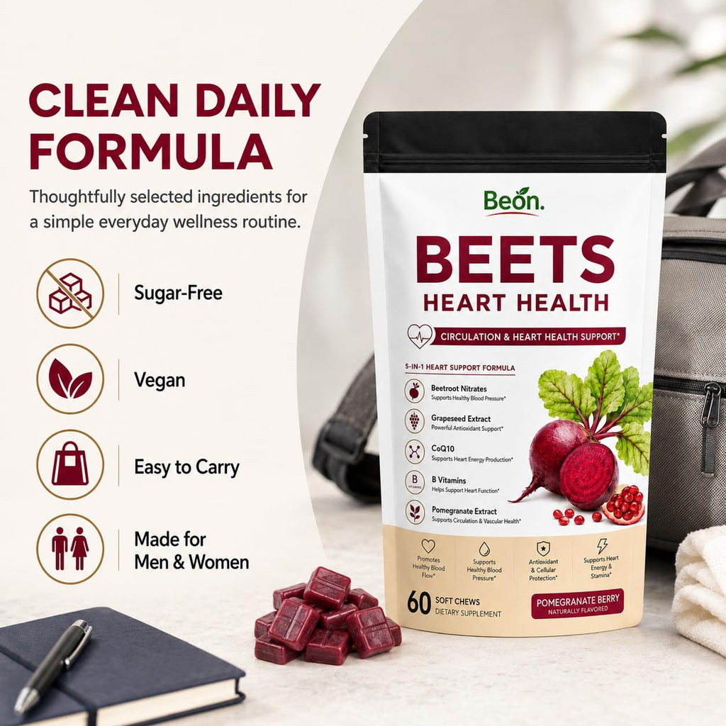 Beet Root Gummies with L-CoQ10 & Grape Seed, Sugar-Free Vegan, 60 Chew H109582