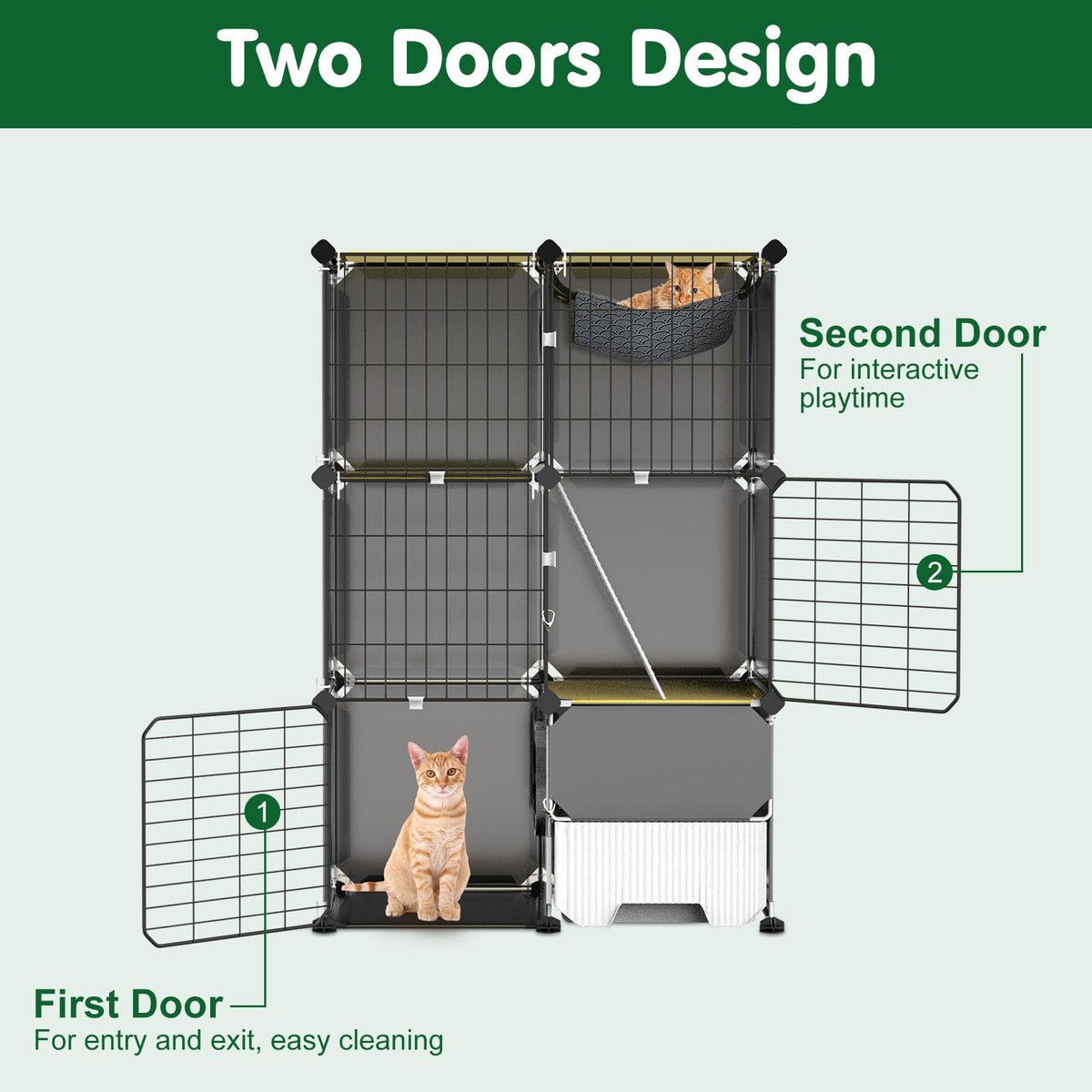 3-Tier Cat Cage with Litter Box H203411