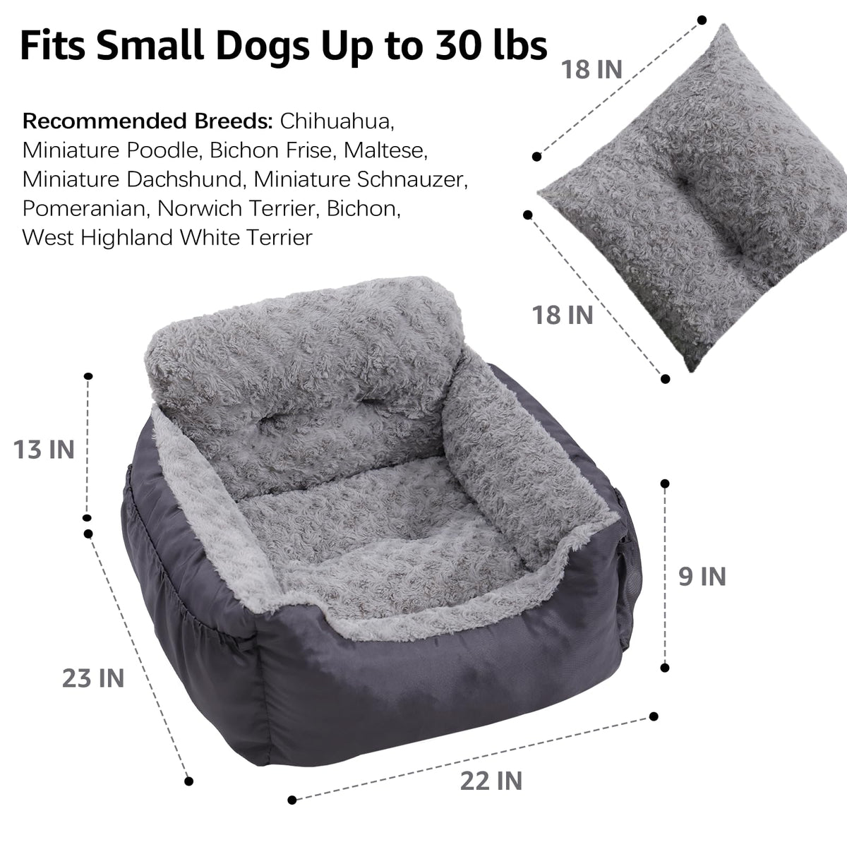 Washable Dog Car Seat with Storage Pockets Q88584