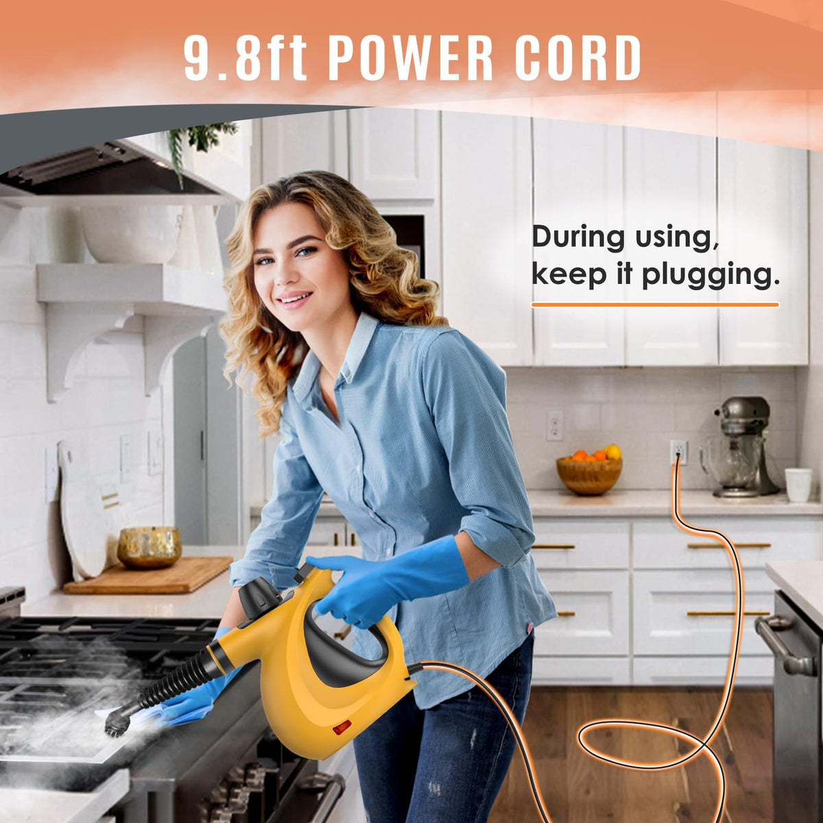 Pressurized Handheld Multi-Surface Natural Steam Cleaner with 12 pcs Accessories F449