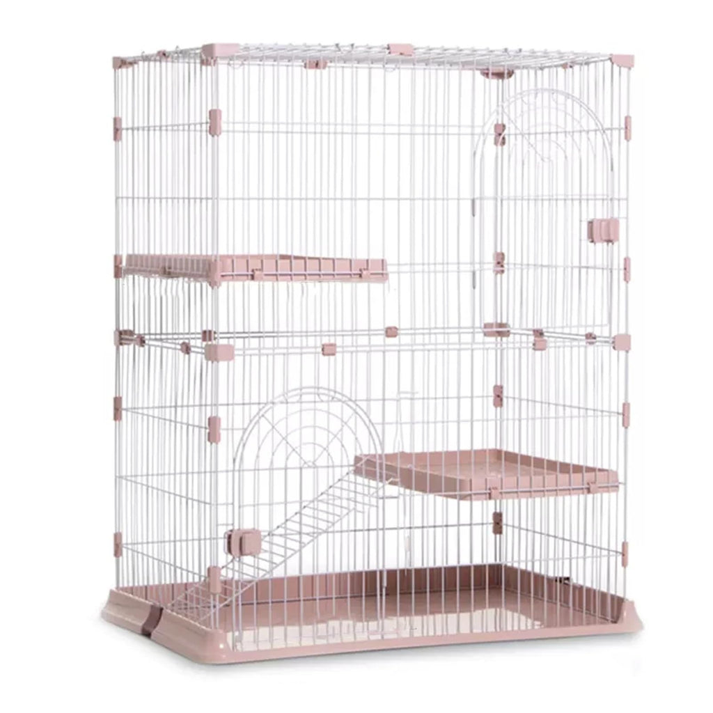 3/4-Tier Wire Cat Cage Playpen with Hammock and Platforms W9255