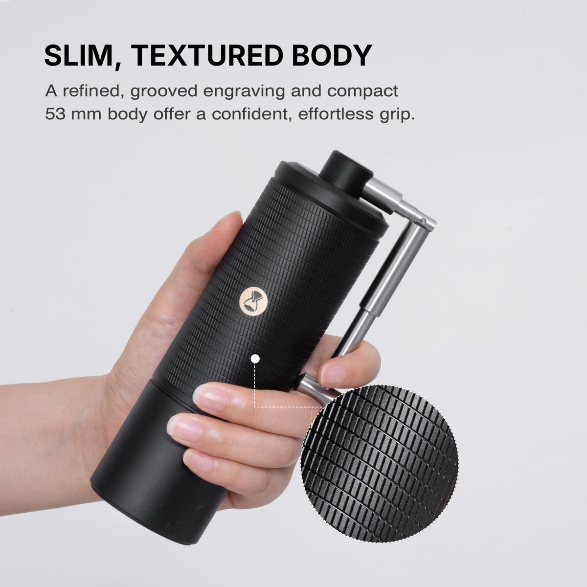 Manual Coffee Grinder with Conical Burr, Portable Hand Coffee Mill - Black Q207