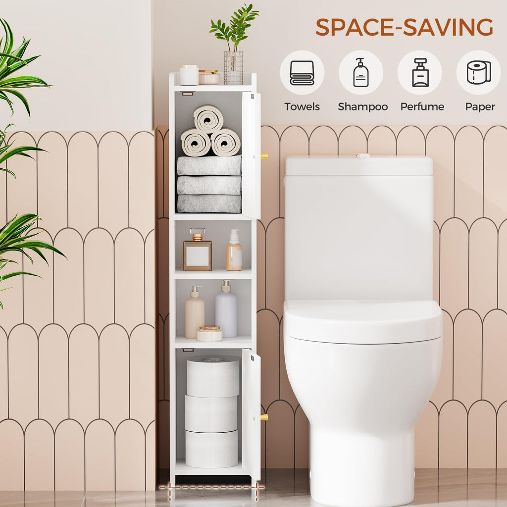 Slim Bathroom Storage Cabinet with 2 Doors and Adjustable Shelf Z989056