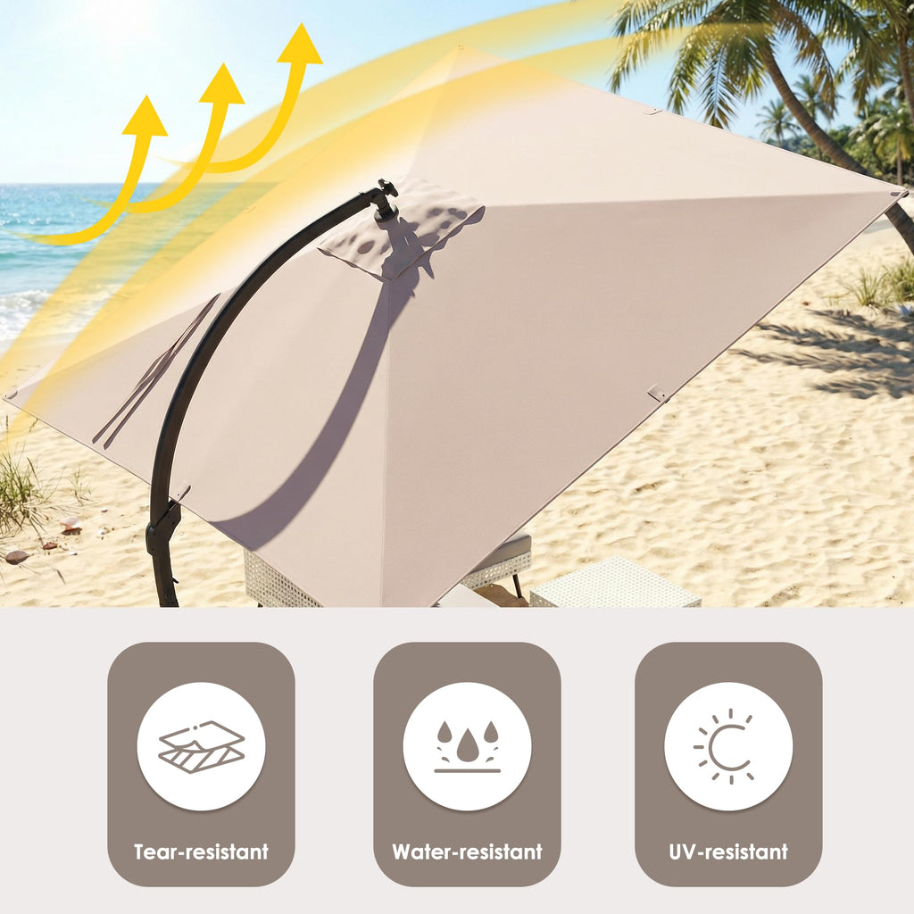 11x11ft Solar Powered Led Cantilever Umbrella with Base A82129